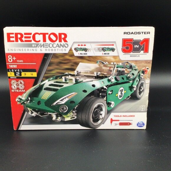 **NEW Erector by Meccano 5-in-1 Roadster Car Building Kit –STEM Construction Set - Picture 1 of 9